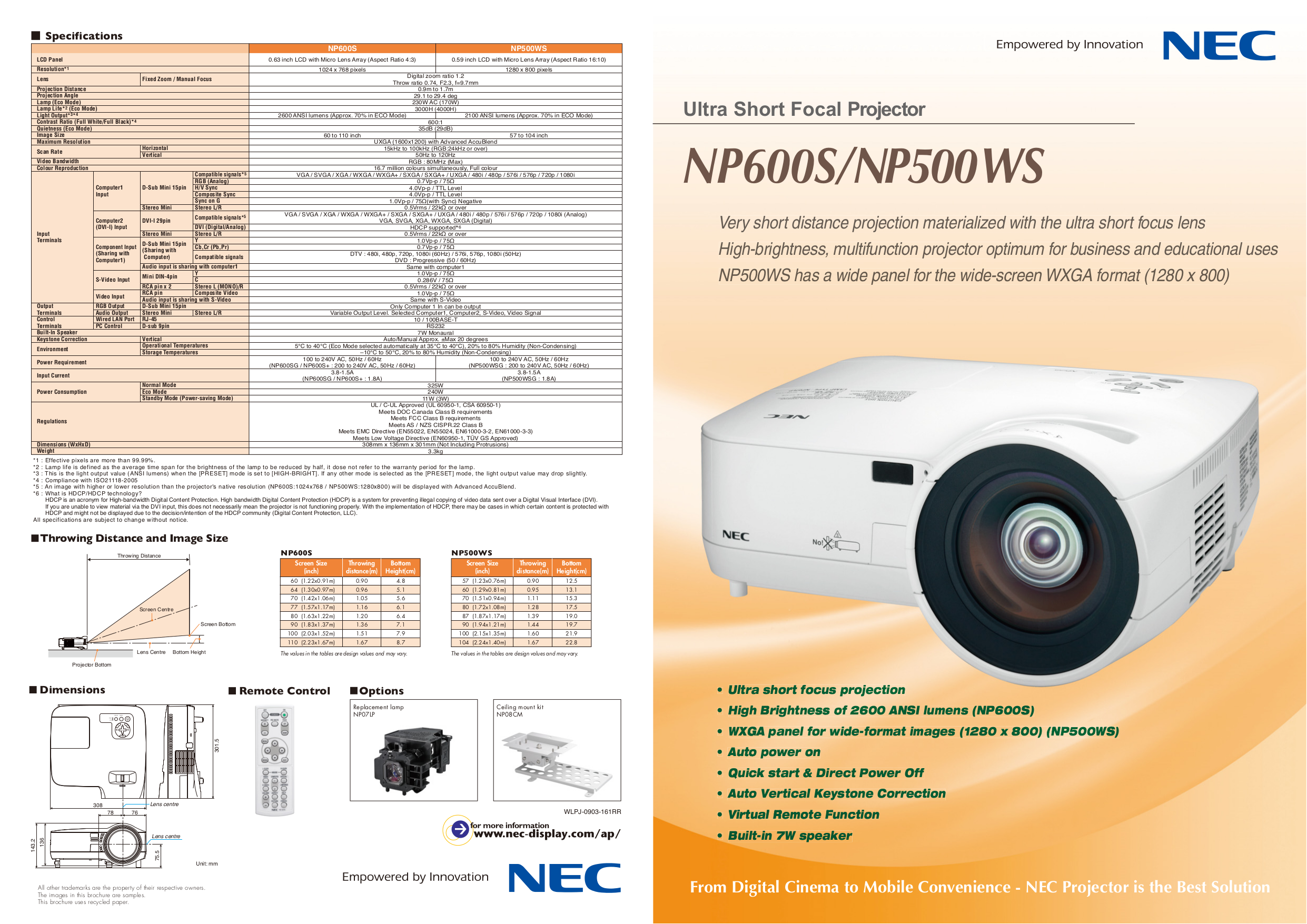 Download free pdf for NEC NP600S Projector manual